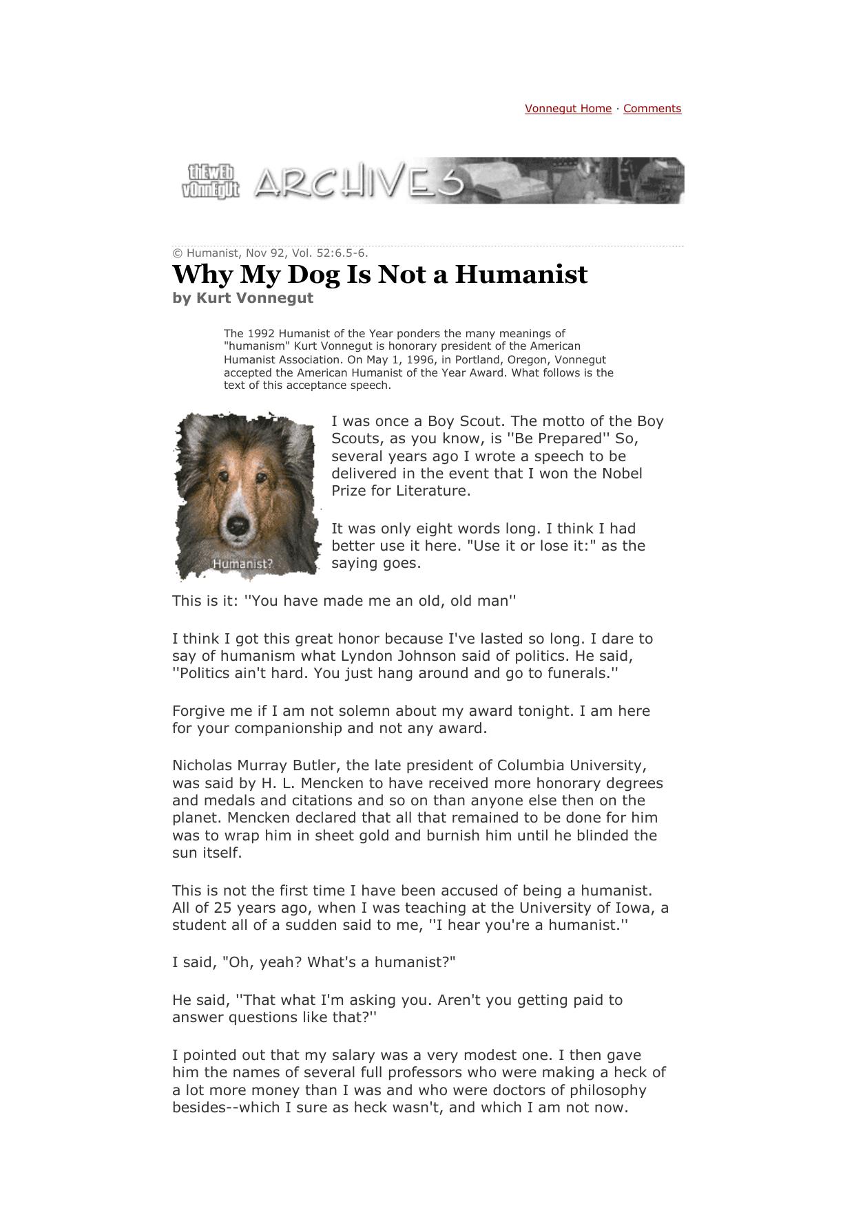 Why My Dog Is Not a Humanist